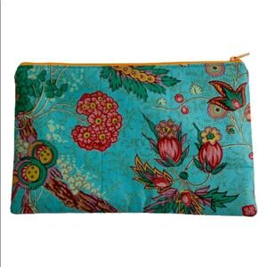 Moruka Designs Handbags Anona Clutch Makeup Bag Floral Turquoise Pink Green